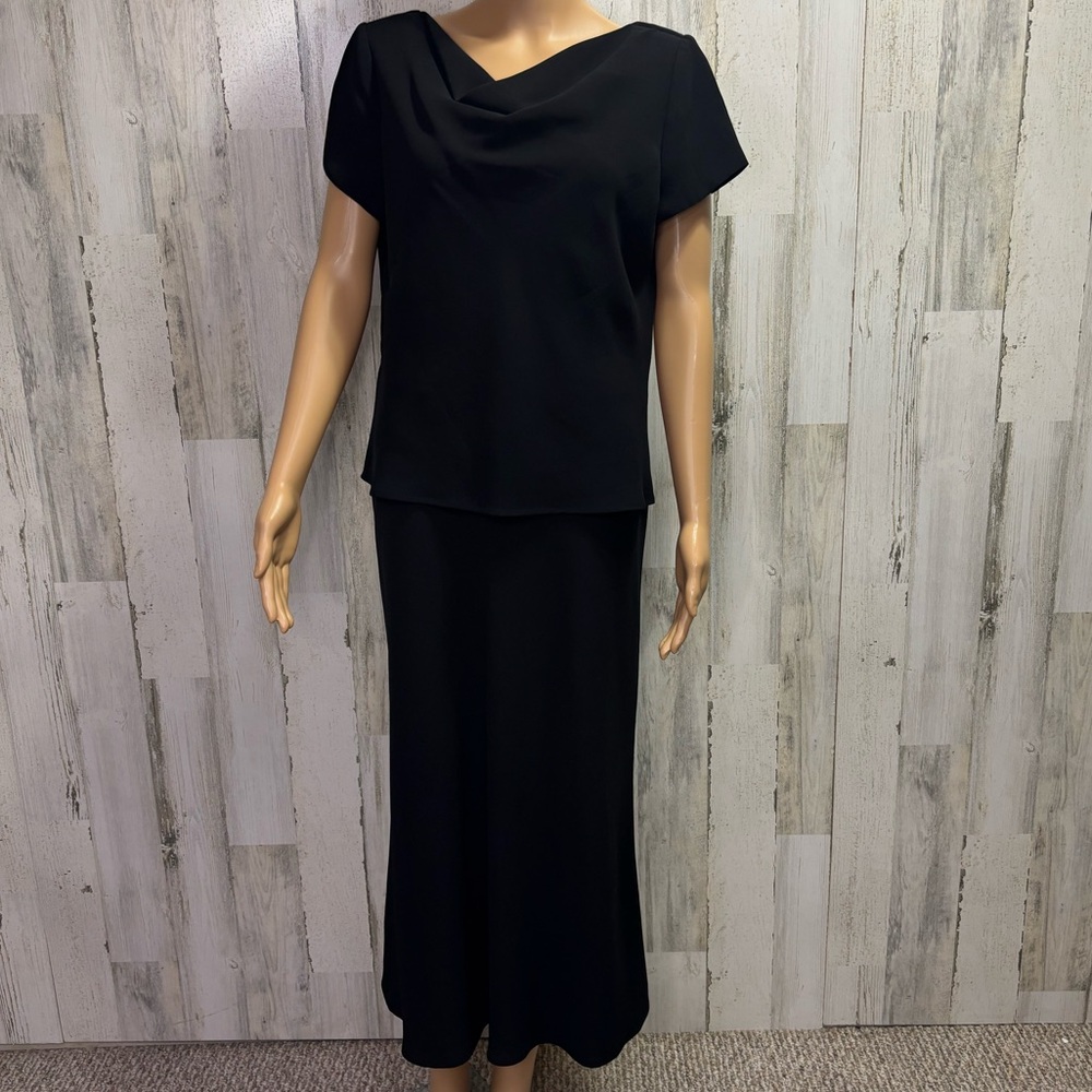 S.L. Fashions Draped Cowl Neck Georgette Popover Dress